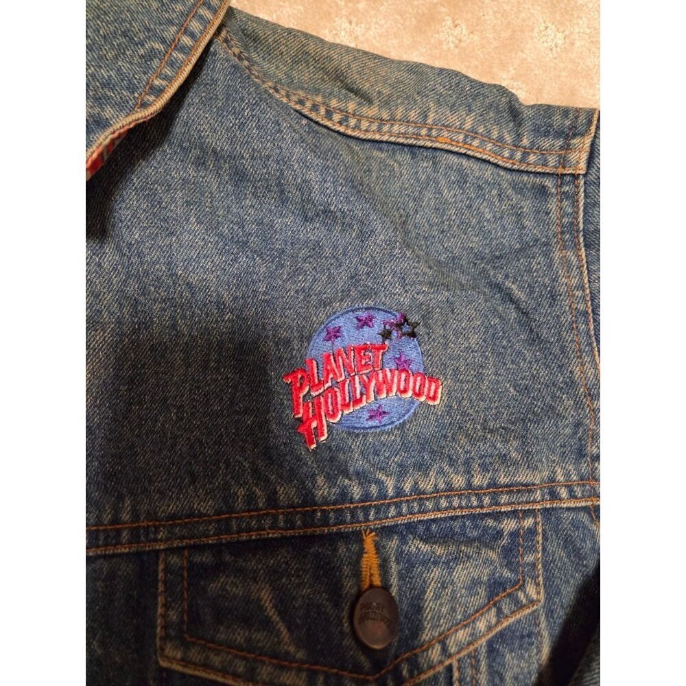 Vintage Planet Hollywood Denim Jacket Womens Small Nashville 90s Oversized Jean - Picture 10 of 11